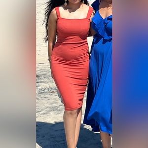 Burnt orange stretchy tank dress